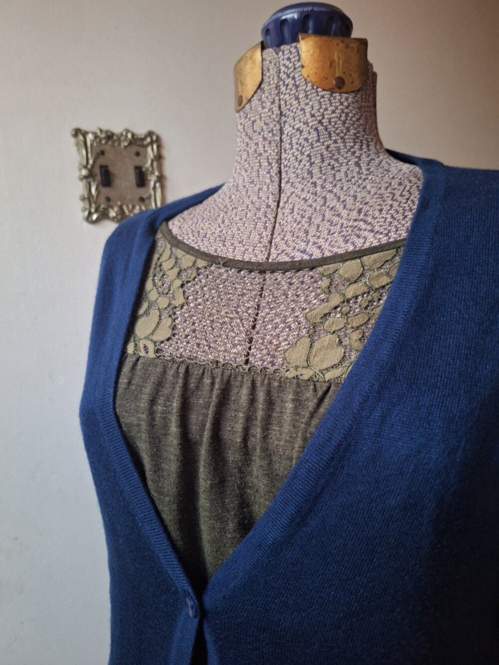 Rayon Blend Long Yale Blue Cardigan Office School Library Women's